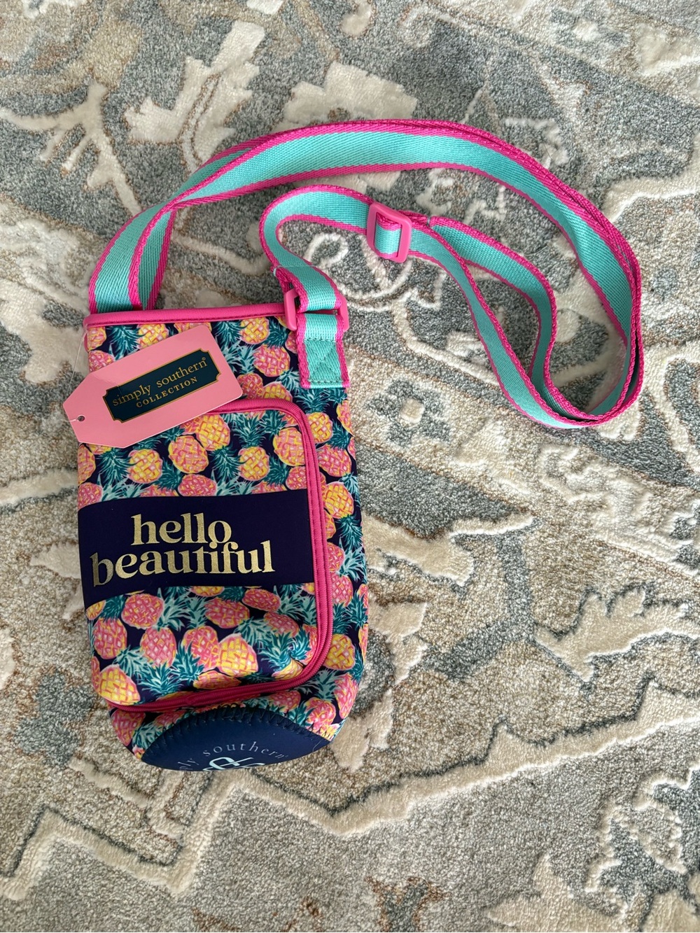 NWT Simply Southern Pink & Teal Pineapple Crossbody Bag